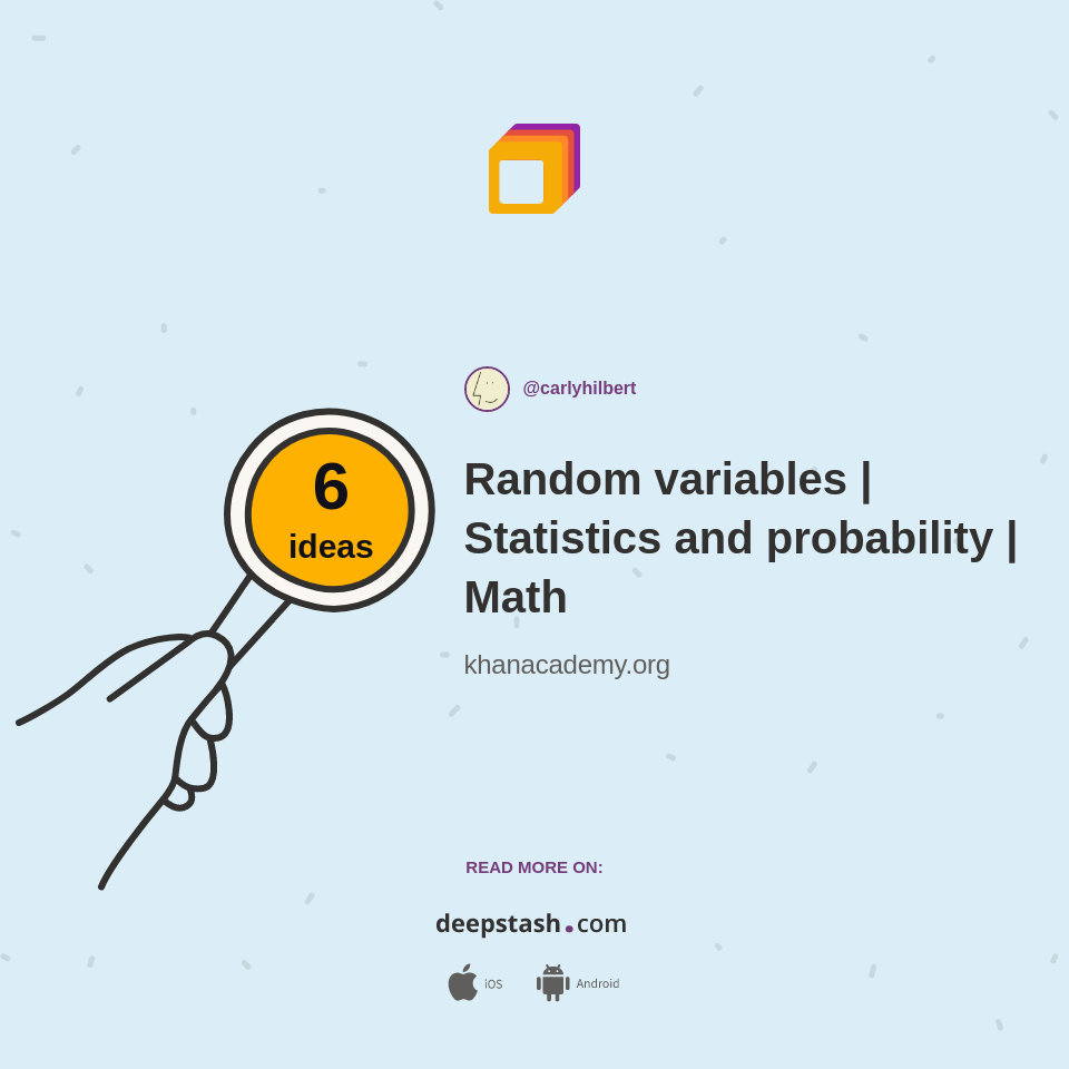 Random variables | Statistics and probability | Math - Deepstash