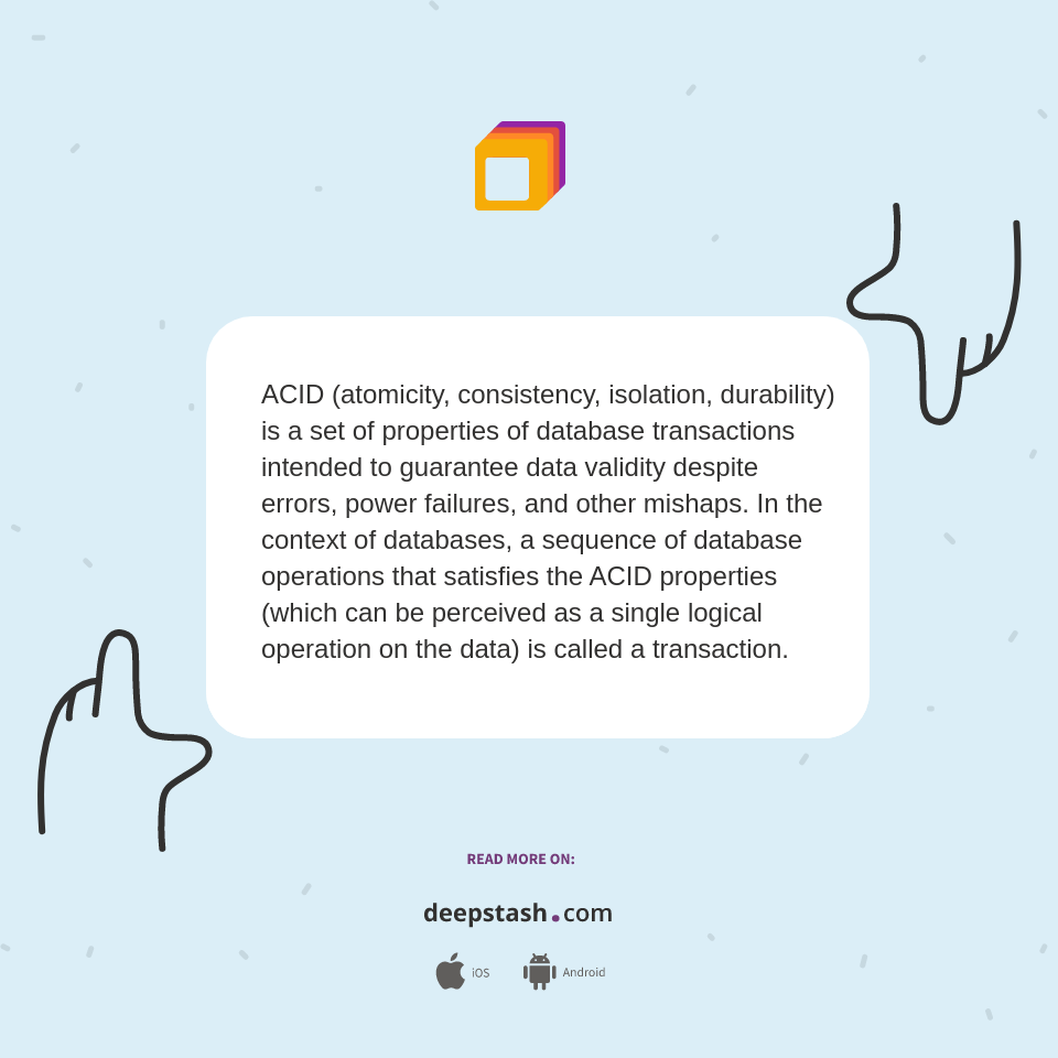 ACID (atomicity, consistency, isolation, durability) is a set of