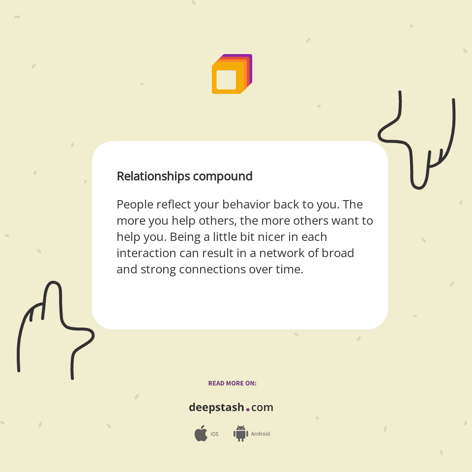 Relationships compound People reflect your behavior... - Deepstash