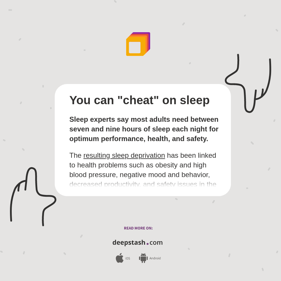 You Can cheat On Sleep Deepstash