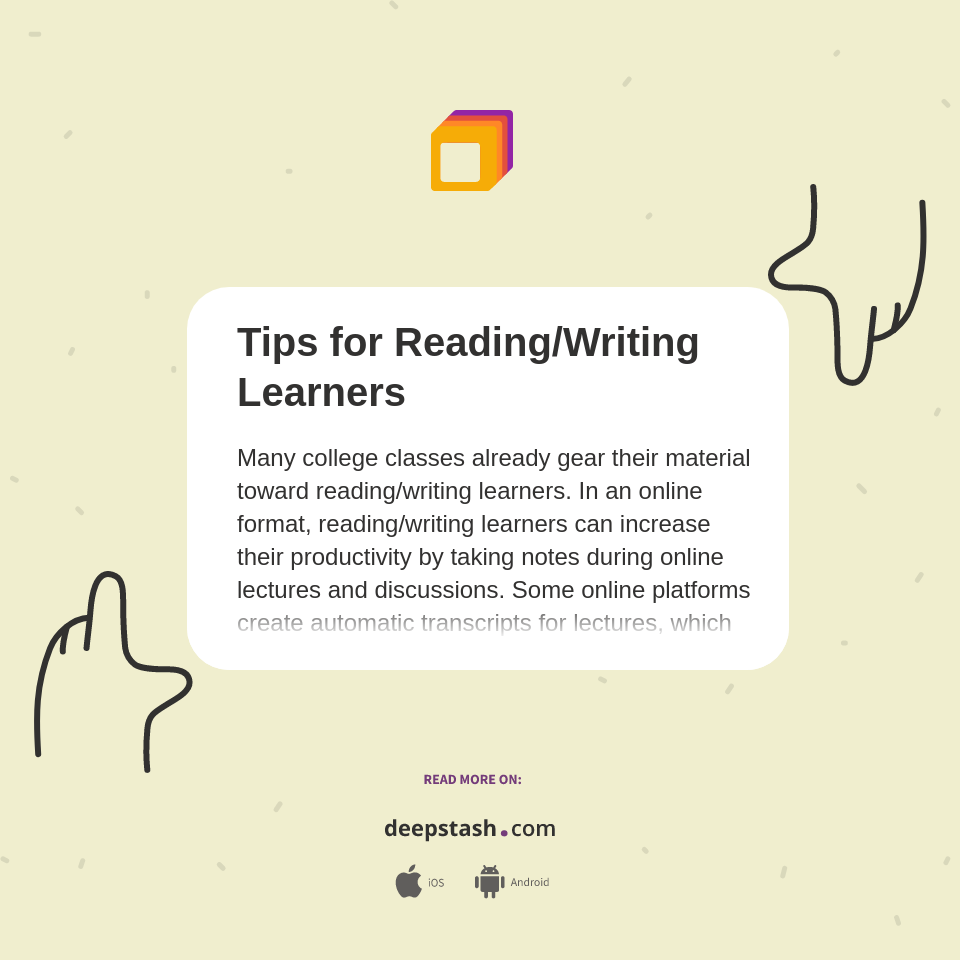 Tips for Reading/Writing Learners - Deepstash