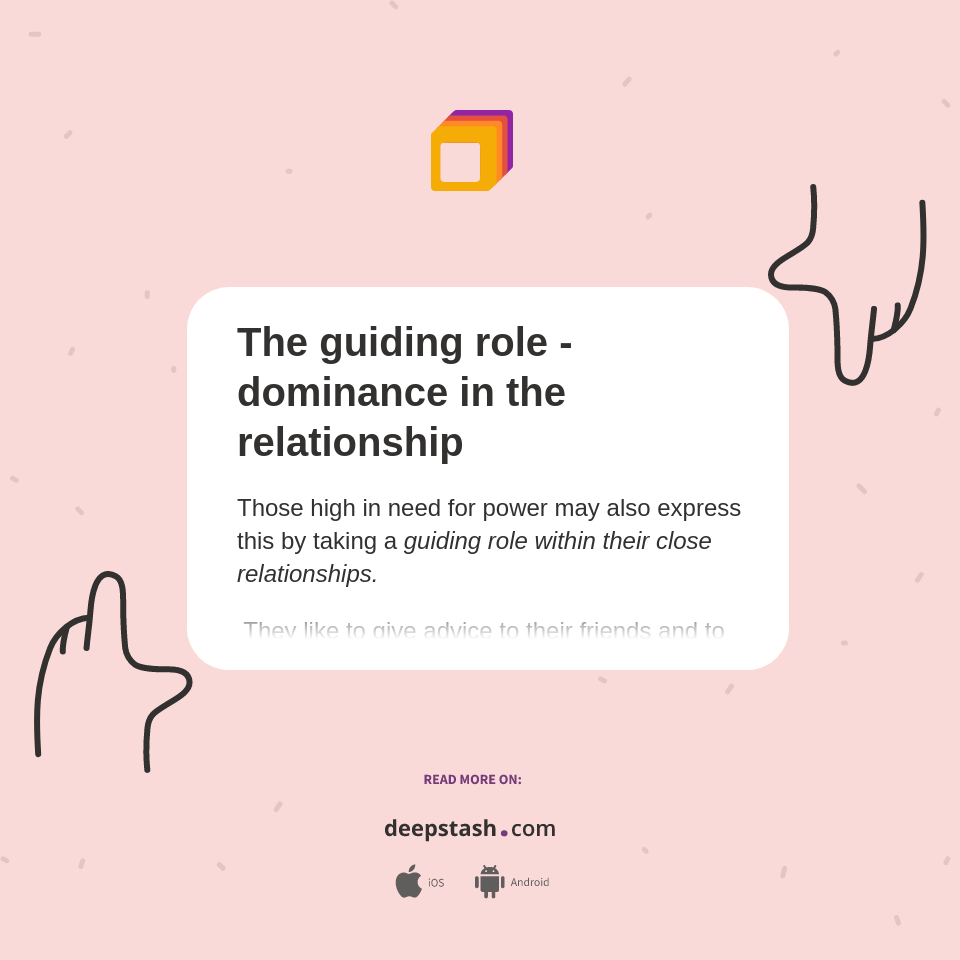 The guiding role - dominance in the relationship - Deepstash