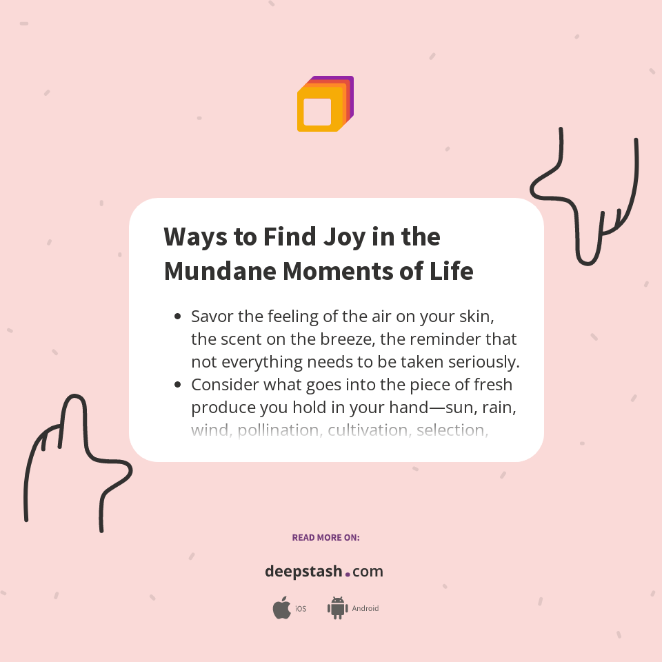 Ways to Find Joy in the Mundane Moments of Life Deepstash