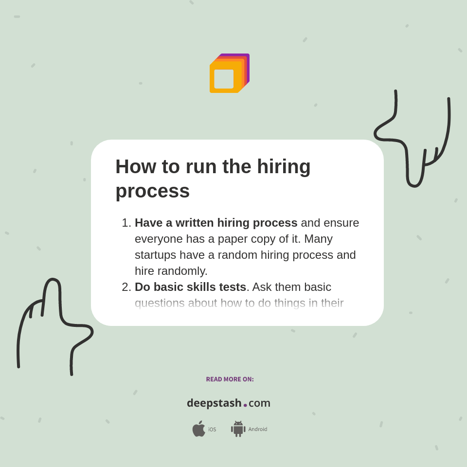 How to run the hiring process - Deepstash