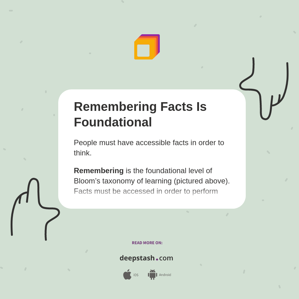 Remembering Facts Is Foundational Deepstash Remembering facts is foundational deepstash