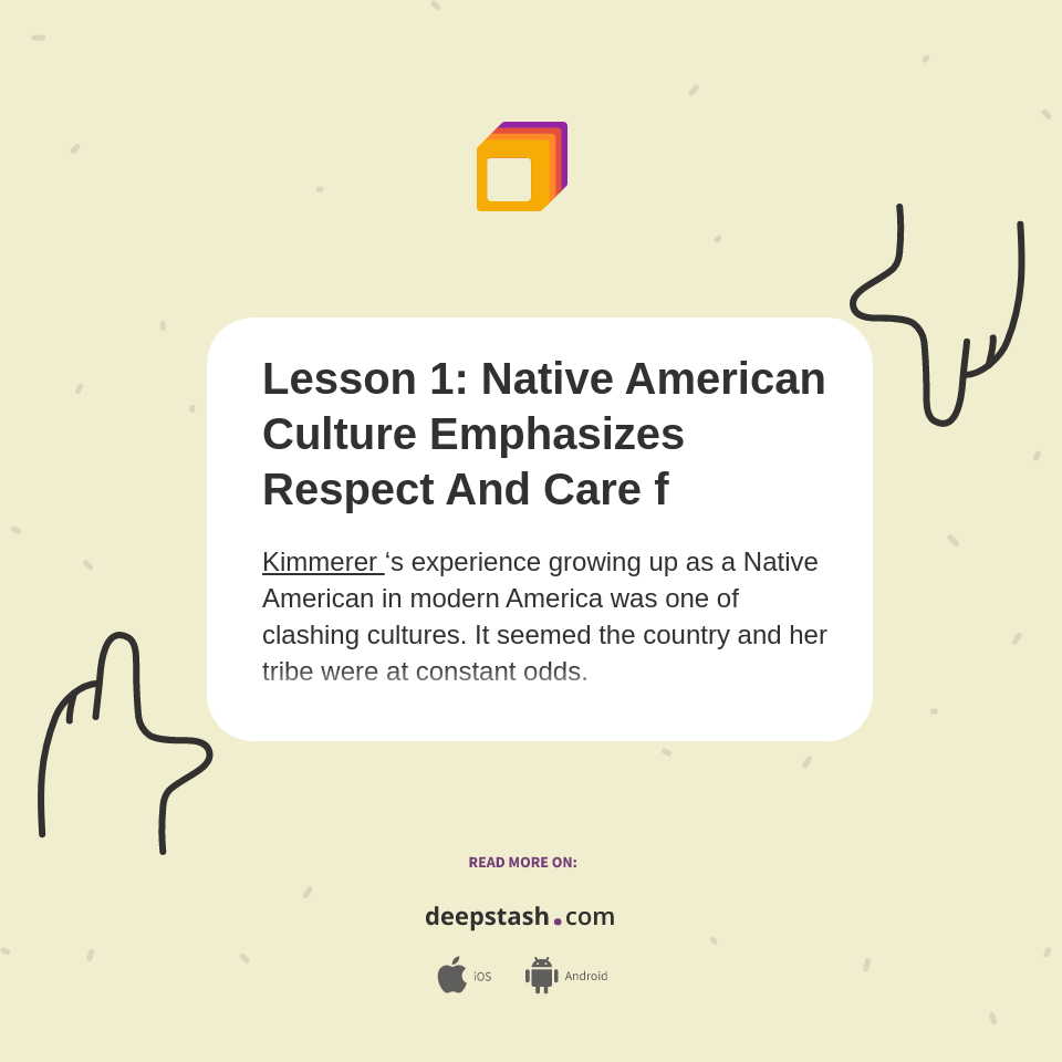Lesson 1: Native American Culture Emphasizes Respect And Care f - Deepstash