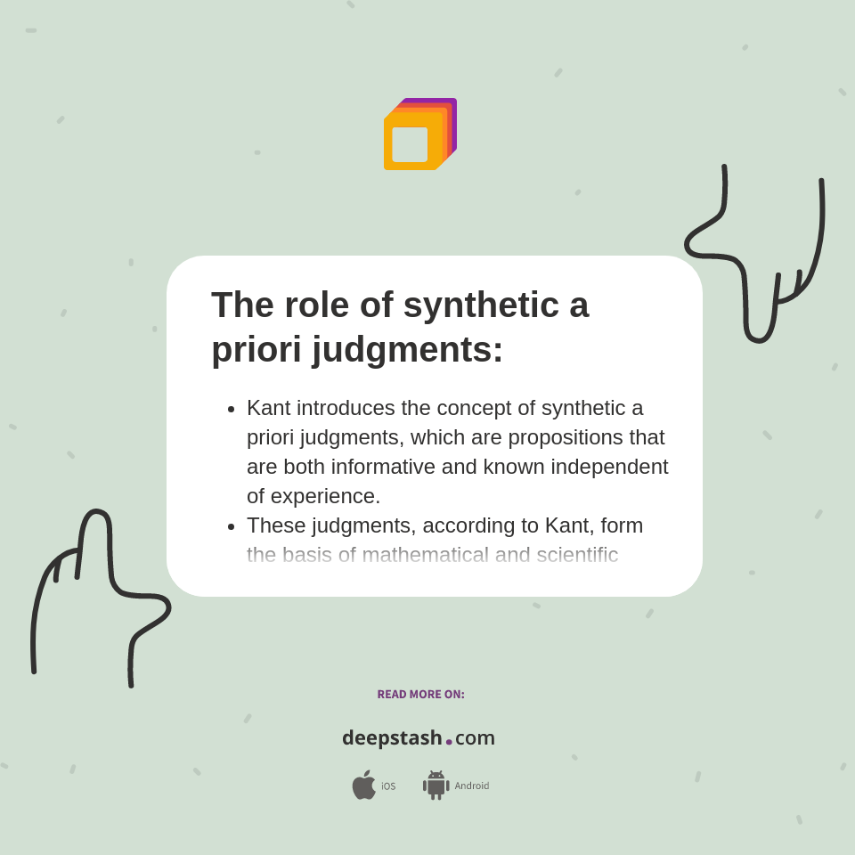 The role of synthetic a priori judgments Deepstash