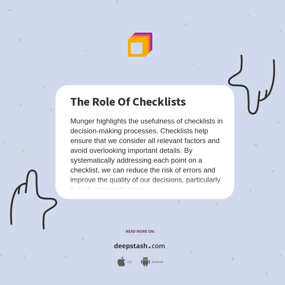 The Role Of Checklists - Deepstash