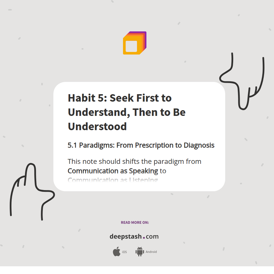 Habit 5: Seek First to Understand, Then to Be Understood - Deepstash
