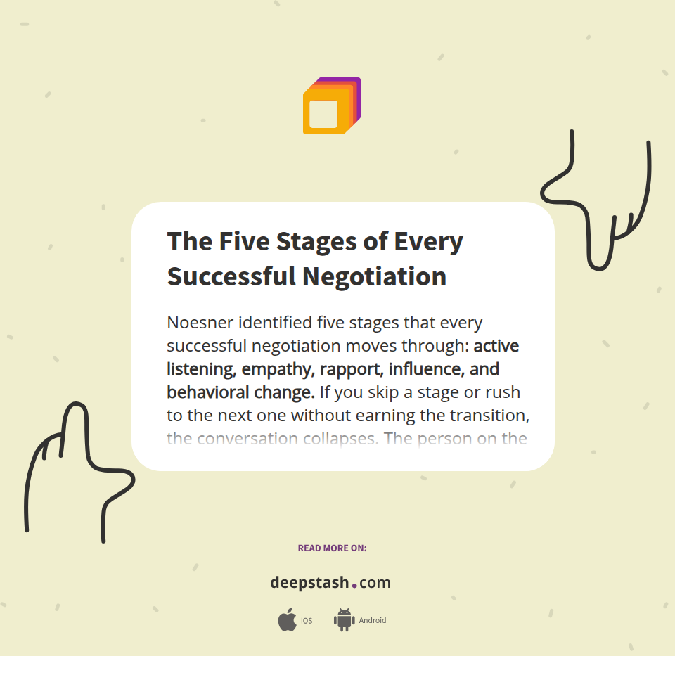 The Five Stages of Every Successful Negotiation - Deepstash