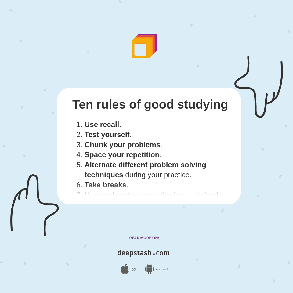 Ten rules of good studying - Deepstash